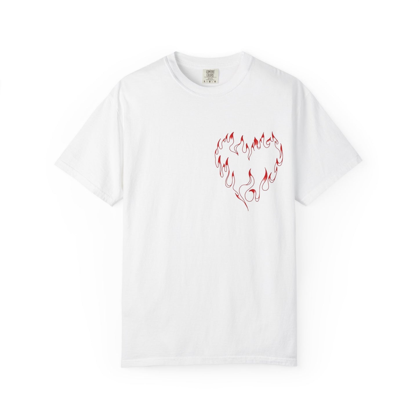 T-Shirt — "Even Baddies Get Saddies" Graphic Tee with Flame Heart