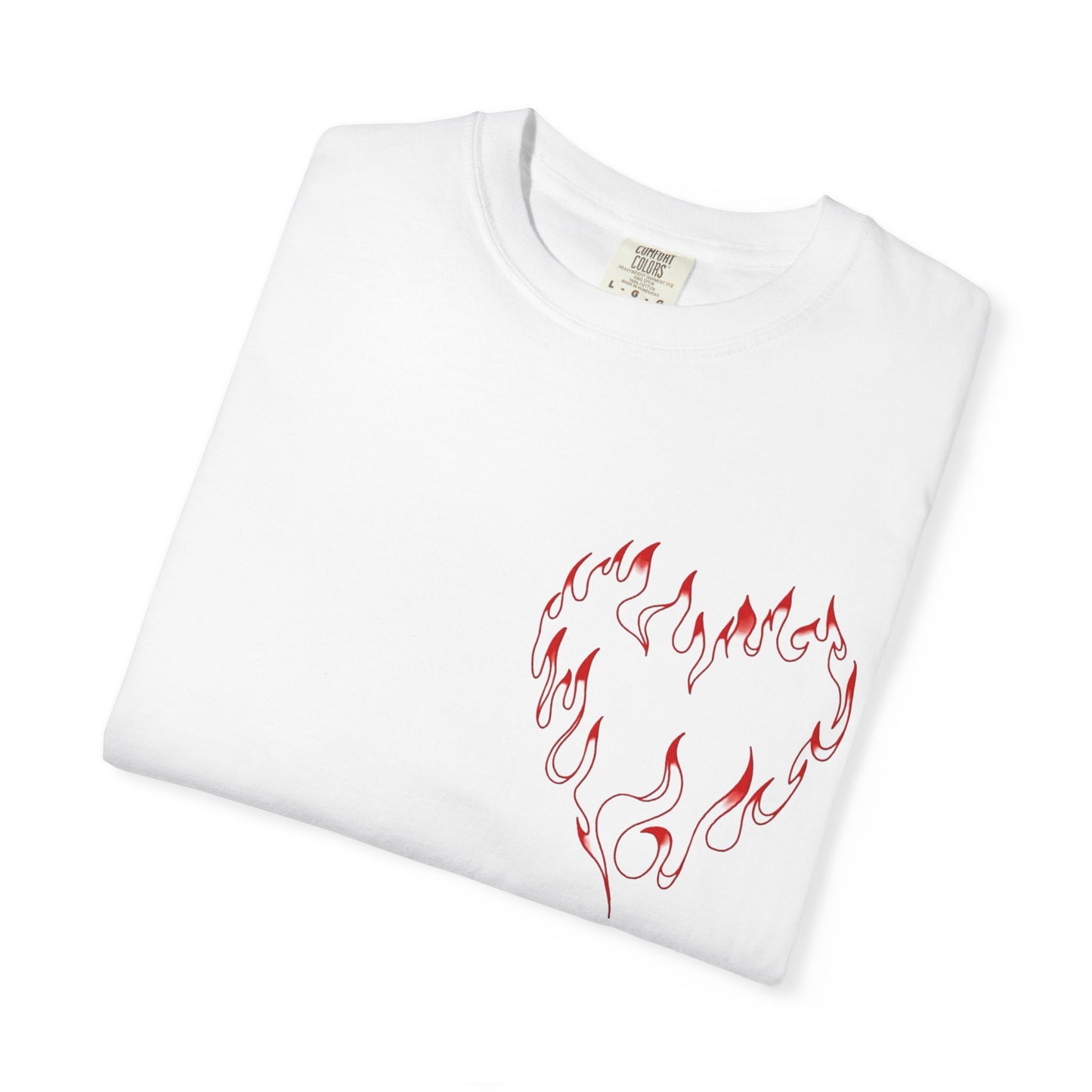 T-Shirt — "Even Baddies Get Saddies" Graphic Tee with Flame Heart