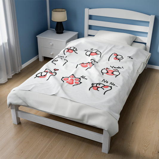 Kitty paws Velveteen Plush Blanket